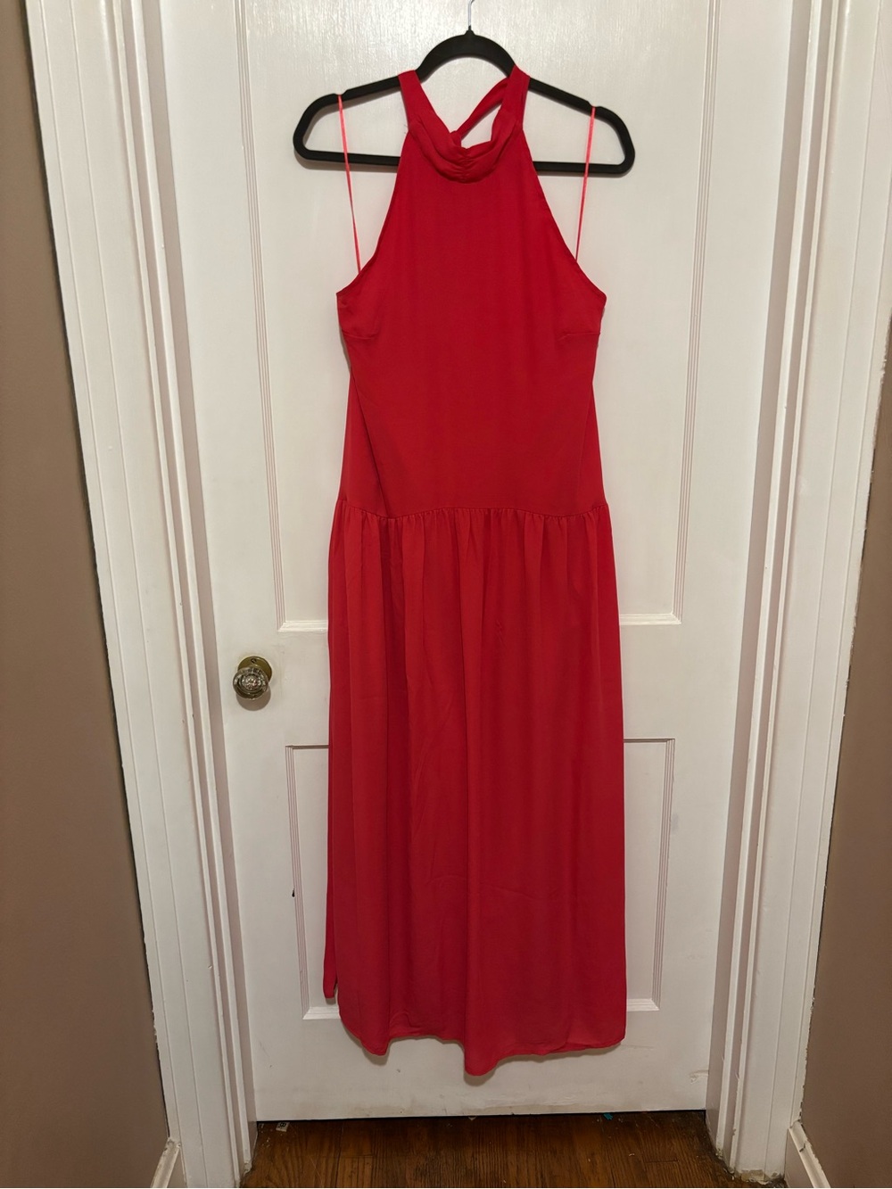 Target Red Halter Maxi Dress with Tie Neck